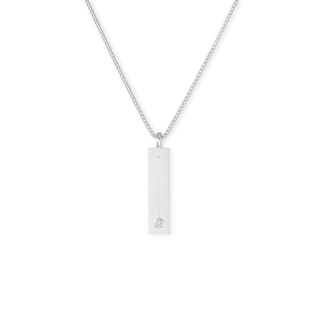 9k white gold and diamond bar pendant