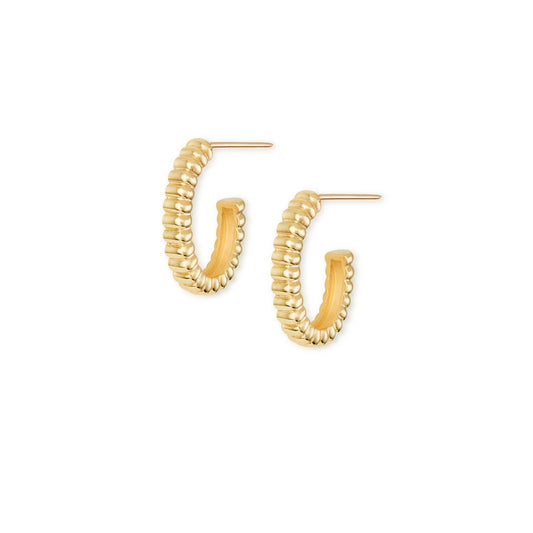 9k yellow gold scalloped hoop earrings