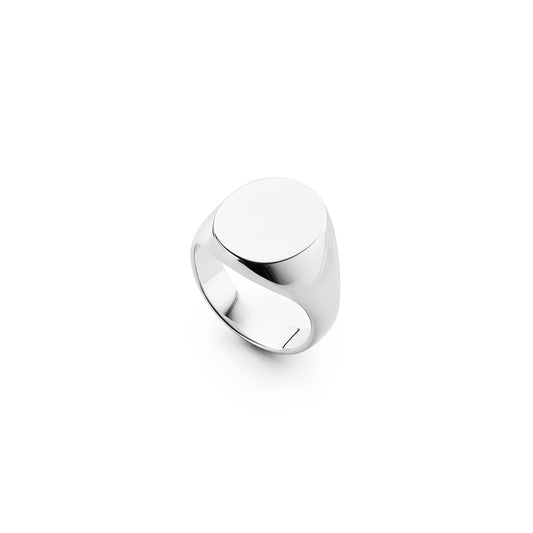 Silver oval signet ring