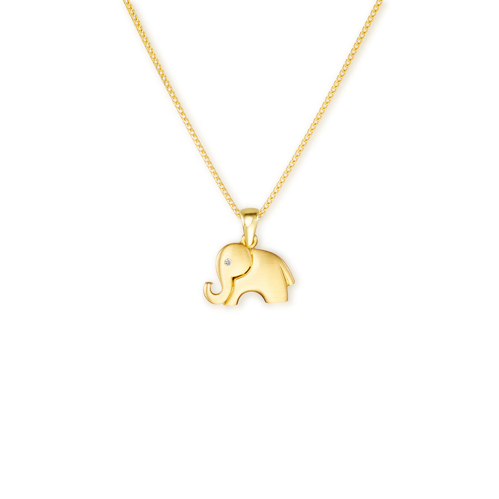 18k yellow gold and diamond elephant pendant
