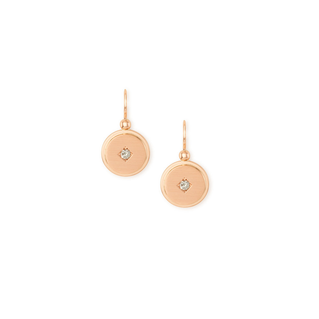 18k rose gold and diamond drop earrings