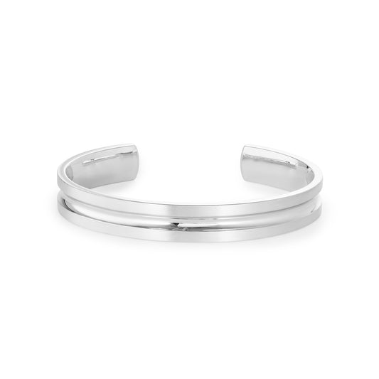 Silver wide matt and shiny bangle