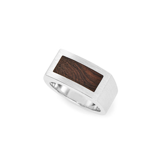 Silver and African Blackwood signet ring