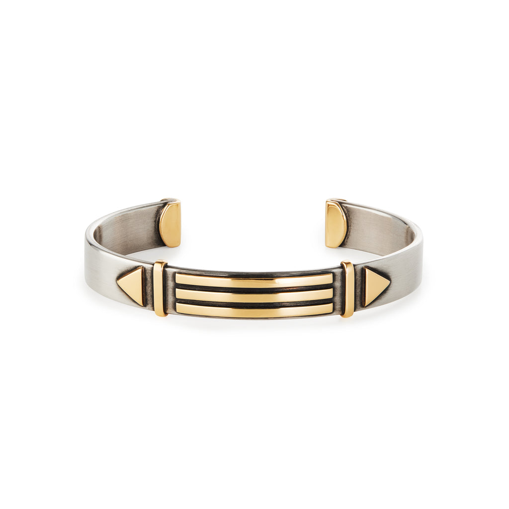 9k yellow gold and silver bangle