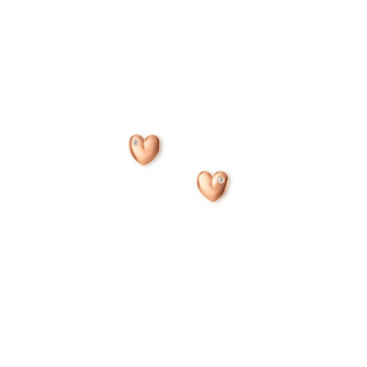 9k rose gold and diamond heart stud earrings