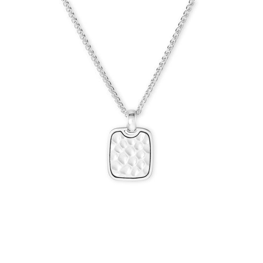 Silver textured soft rectangular pendant