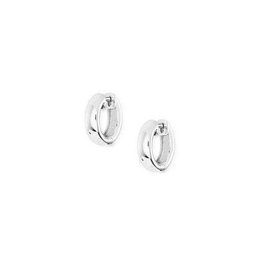 Silver large rounded huggie earrings