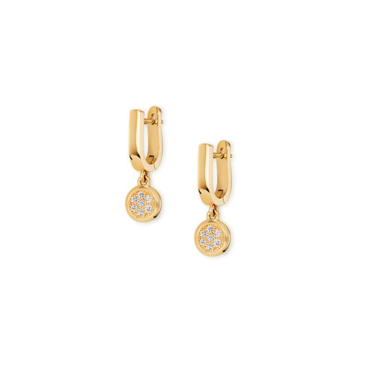 18k yellow gold and diamond drop earrings