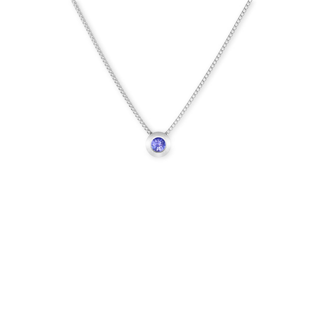 18k white gold and tanzanite slider pendant