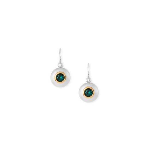 18k white gold, yellow gold and blue/green tourmaline drop earrings