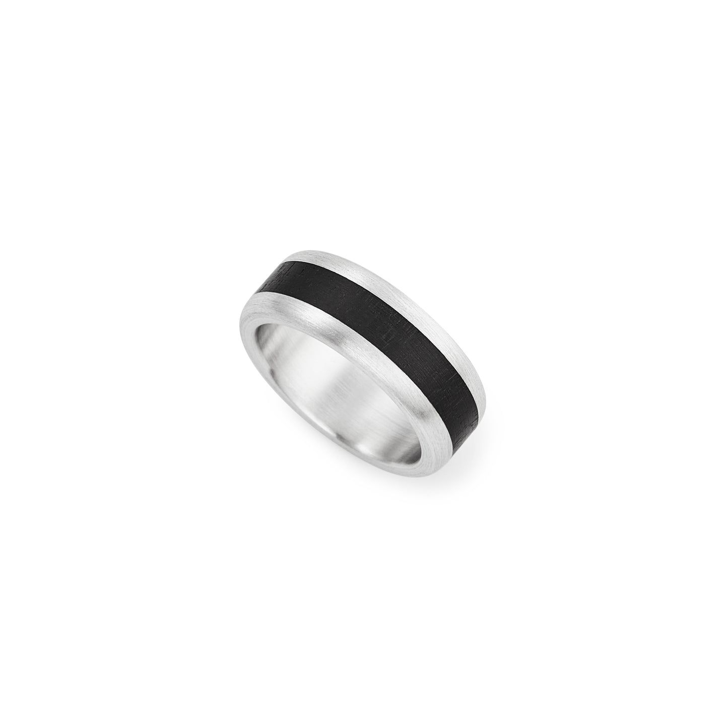 Silver and African Blackwood rounded rings