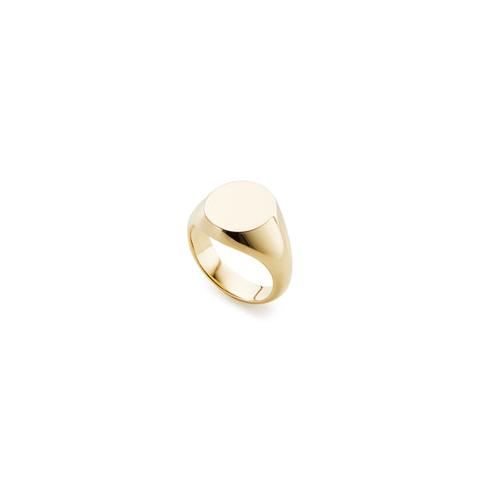 9k yellow gold oval top signet