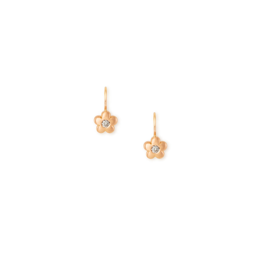 18k rose gold flower drop earrings