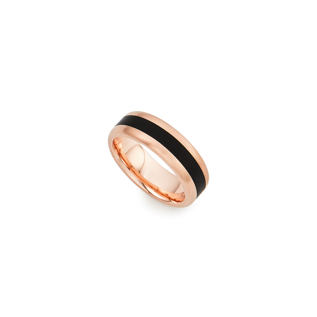 9k rose gold and black resin inlay ring