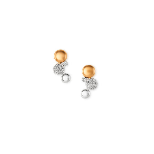 18k rose gold, white gold and diamond pebble earring