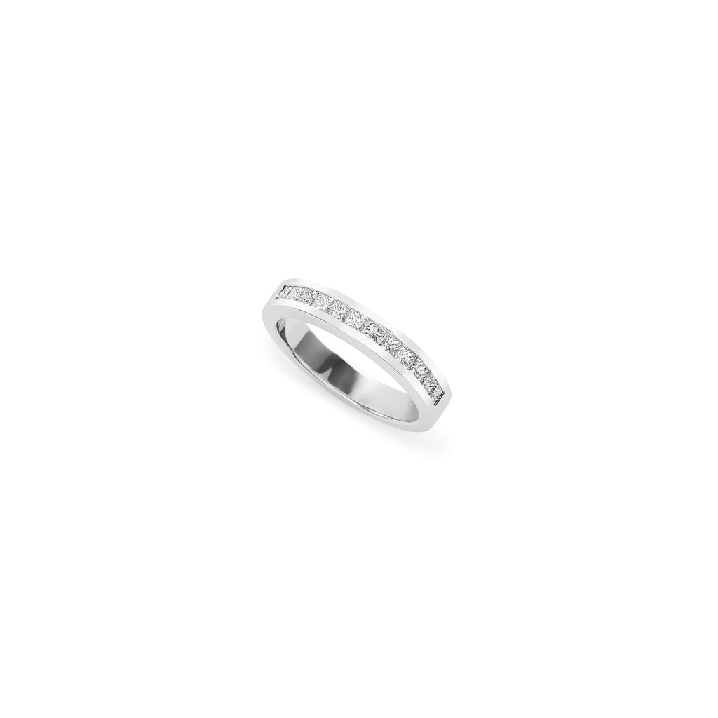 18k white gold and diamond half eternity ring