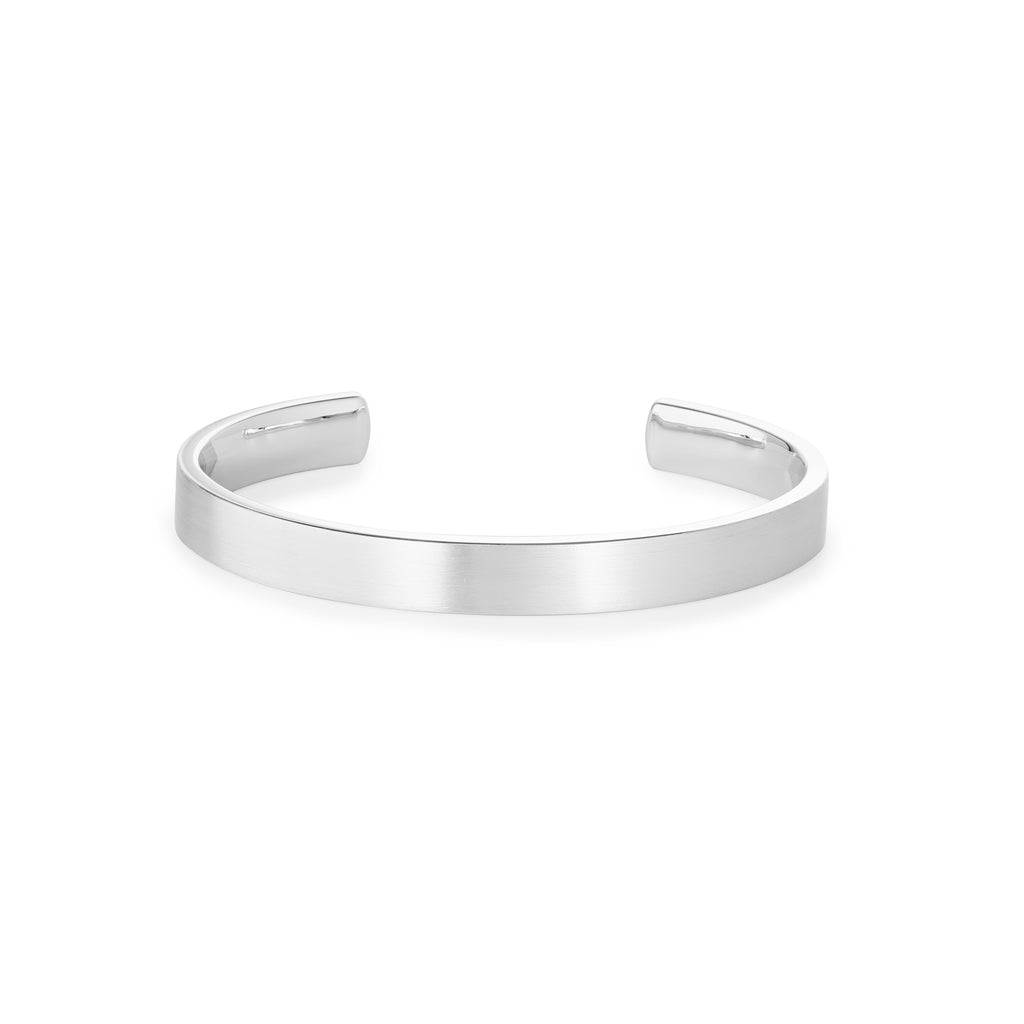 Silver wide satin matt bangle