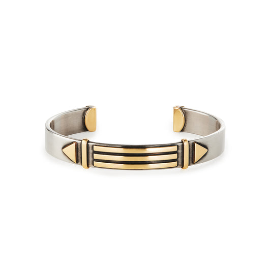 9k yellow gold and silver bangle