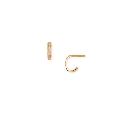 18k rose gold and diamond mini oval hoops